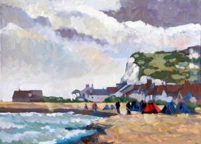 Fishing at Kingsdown White Cliffs by Clive Metcalfe
